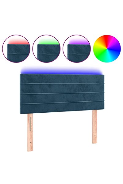 vidaxl Tăblie de pat cu LED, albastru închis, 100x5x78/88 cm, catifea