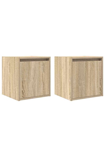 vidaxl Noptiere montate pe perete 2 buc Stejar Sonoma 38x34x40 cm