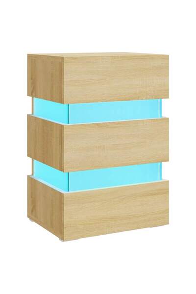 vidaxl Dulap noptieră cu LED stejar sonoma, 45x35x67 cm lemn prelucrat