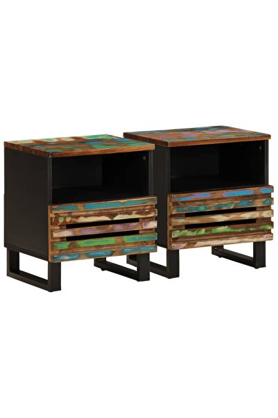 vidaxl Noptiere, 2 buc., 40x34x46 cm, lemn masiv reciclat