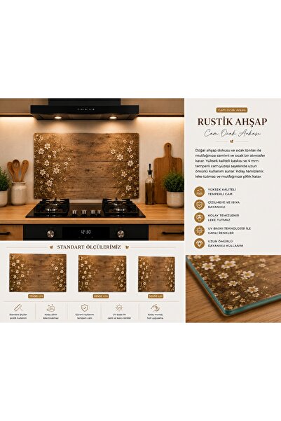 CONCEPT CAM Rustik Ahşap Ocak Arkası Cam
