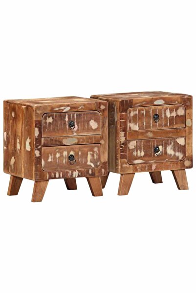 vidaxl Noptiera 2 buc 40x32x46 cm lemn masiv recuperat
