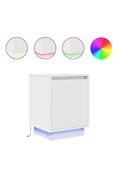 vidaxl Noptiere cu lumini LED 2 buc Alb 38x34x50 cm