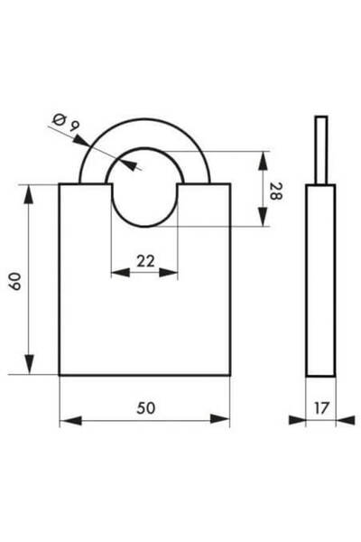 THIRARD Lacăt de exterior, cu cheie, SHOULDER, 50 mm,
