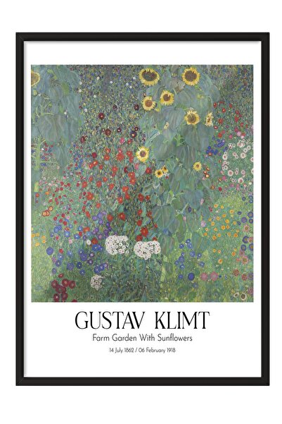 Postifull Gustav Klimt - Farm Garden with Sunflowers, Black Framed Painting, ...