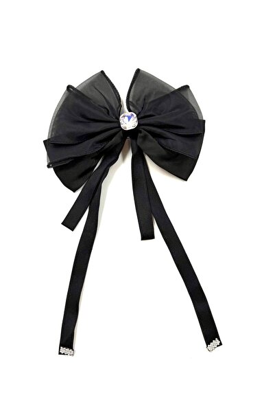 MD Moda Accessories مشبك شعر بفيونكة سوداء مع تفاصيل حجرية