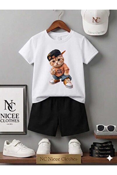 NC Nicee Clothes Tricou și pantaloni scurți de vară pentru copii, unisex (pis...