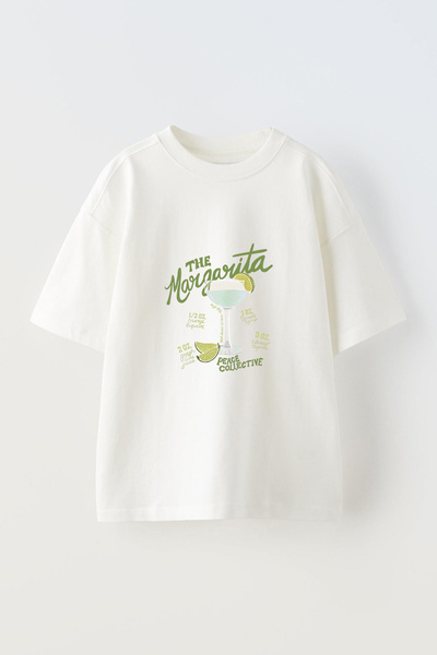Anetos Tricou supradimensionat din bumbac alb, cu imprimeu frontal, cu design...
