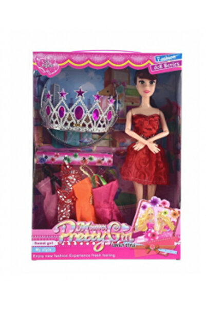 PlayFun Set Păpușă „Pretty Girl Princess” cu Coroană și Garderobă – Include 4...