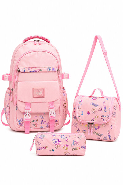 CAKARD Set de 3 genți școlare pentru fete Sweet Rainbow – Rucsac roz pudrat, ...