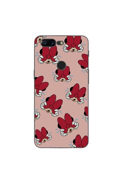 OEM Калъф, съвместим с OnePlus 5T, силиконов гел TPU, с десен Мини Маус, червен.