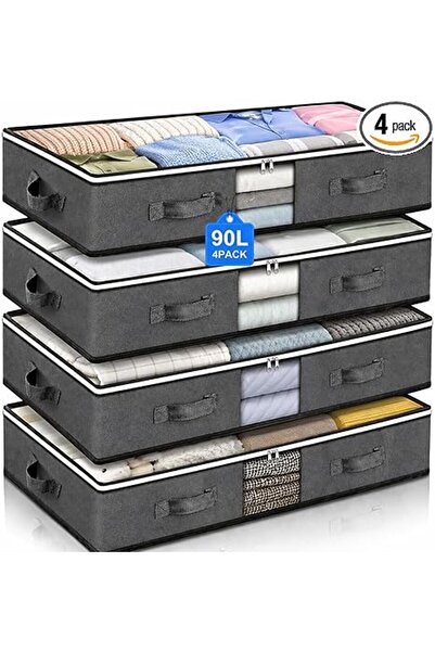 Arabest 4-Pack Under Bed Storage Bags 90L, Foldable Closet Organizers for Bla...