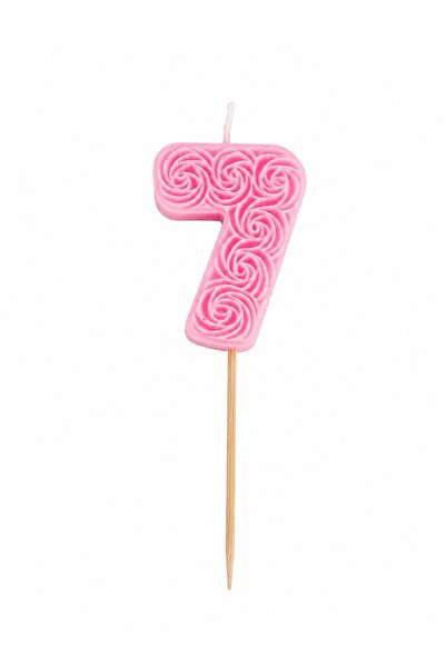 OEM Cake candle, Pink, Handmade, Elegant model, with stick, 13 cm, Number 7