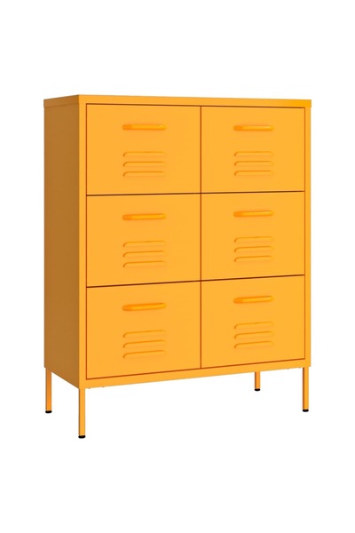 vidaxl Dulap cu sertare, galben muștar, 80x35x101,5 cm, oțel