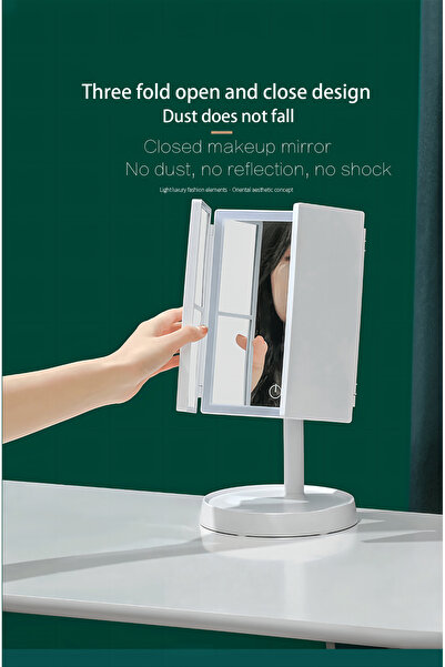 Halasouq Foldable LED Makeup Mirror, 3 Color Lights, 2X/3X Magnification, 360...