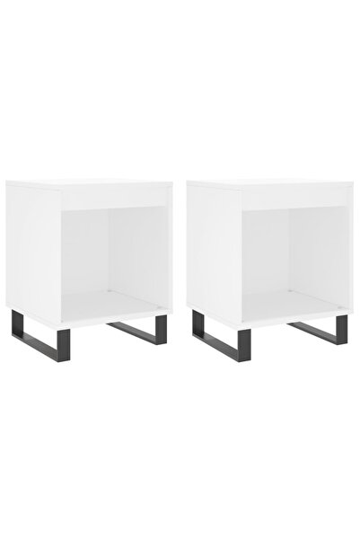 vidaxl Noptiere, 2 buc., alb, 40x35x50 cm, lemn compozit