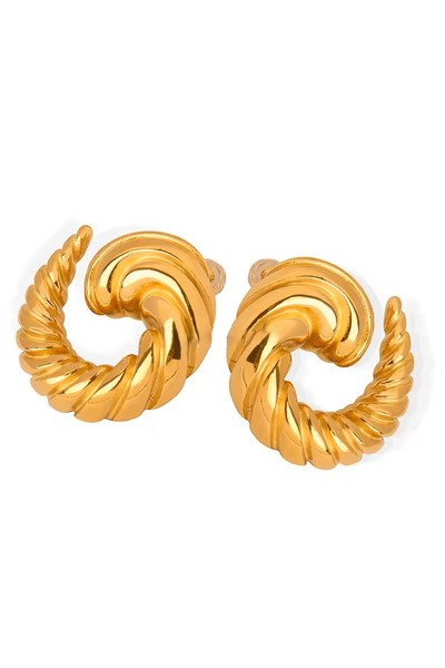 OEM Cercei spirală aurii din oțel inoxidabil placat cu aur de 18K
