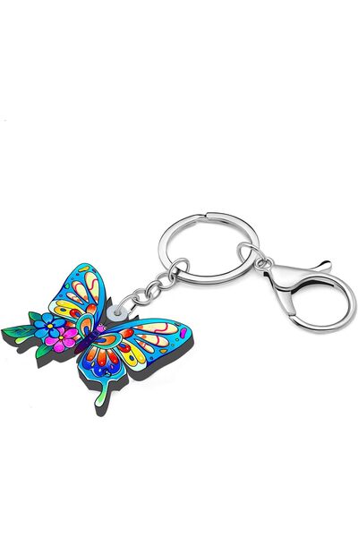 Other BAMAY Breloc Acrilic Colorat cu Fluture, Breloc pentru Chei Auto, Bijuterii cu Insecte, Amulete de Primăvară-Vară pentru Femei și Fete, Cadouri cu Fluturi