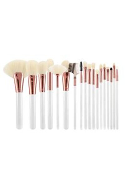 MIMO Set 18 Pensule Albe si Ecru pentru Machiaj - Makeup Brush White&Ecru, 18...