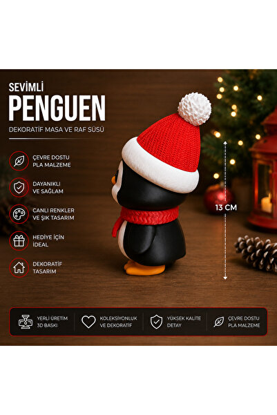 Sadık Pazar Sevimli Penguen Figürü – Dekoratif Masa ve Raf Süsü