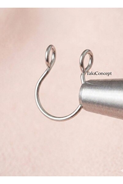 TakıConcept Paslanmaz Çelik Deliksiz Sıkıştırmalı Fake Piercing Dudak Burun K...