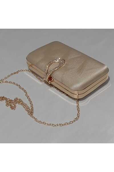 Şarra Gossi Ten Gece Çantası Gold Evening Dress Bag
