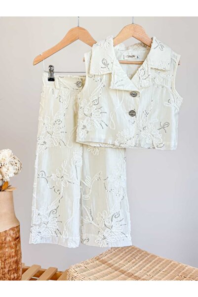 Pinkitokids Premium Series - Embroidered Sequin Detailed Lined Vest and Pants...
