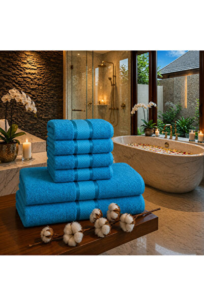 Lenjeria Pufoasa Top Bottom Set of 6 ROYAL Premium Towels – 100% Combed Cotto...
