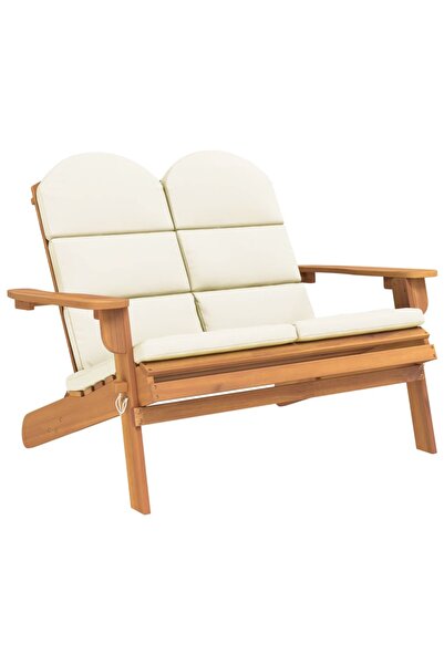 vidaxl Bancă de grădină Adirondack cu perne 126 cm, lemn masiv acacia