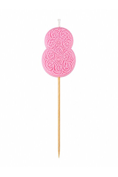 OEM Cake candle, Pink, Handmade, Elegant model, with stick, 13 cm, Number 8