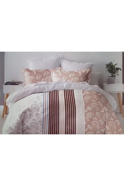 MILANO COLLECTION Double Bed Linen Top Bottom Set 100% Cotton 51209 C5 Grey/B...