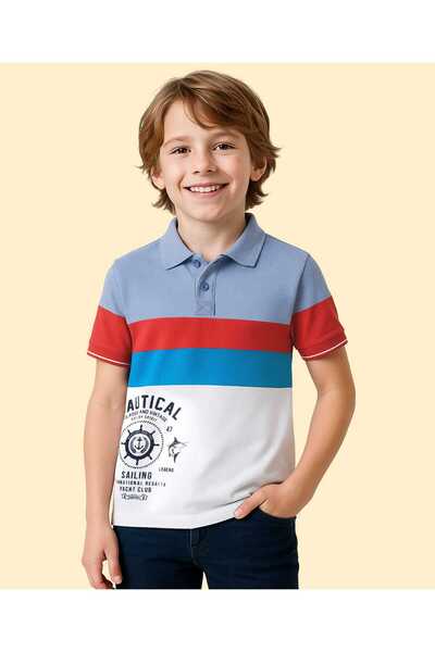 Pine kids Cotton Knit Half Sleeves Cut & Sew Polo T-Shirt with Nautical Theme...