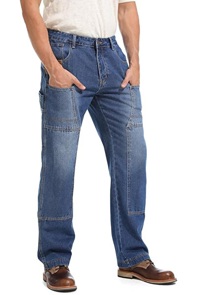 OEM Blue loose-fit jeans for men, 9 pockets, W28, L32