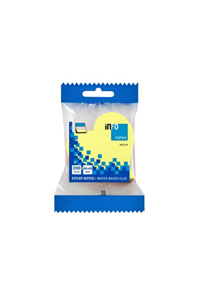 INFO NOTES Cub de notițe adezive 70 x 70 mm, 200 de pagini, inimă