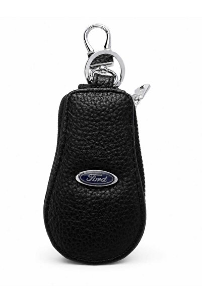 OEM Ford Premium Eco- Leather Car Key Case – Elegant Case with Metal Ring, Black