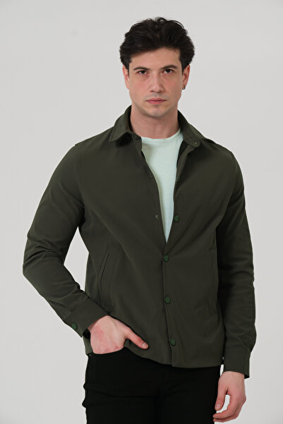 PIQUE Men's coat snap buttoned lycra men's overshirt coat