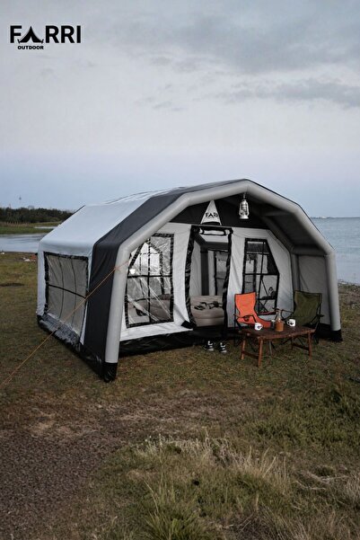 FARRI OOTDOOR Arena Şişme Çadır | Gümüş Gri | 9.8 m² | 6-8 Kişilik | All-Seas...
