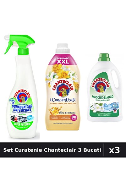 Chanteclair Set 3 Curatenie - Degresant 600ml, Balsam 1800ml, Detergent 1575ml