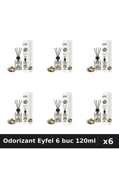 Eyfel Set 6 Odorizant Camera cu Betisoare - Nuca De Cocos, Parfum Intens 120ml