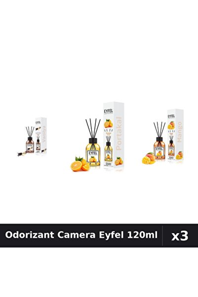 Eyfel Set 3 Odorizante Camera cu Betisoare - Vanilie, Portocala, Mango 120ml