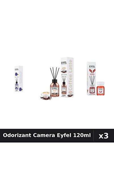 Eyfel Set 3 Odorizant Camera cu Betisoare - Zambile, Cafea, Red Dragon 120ml