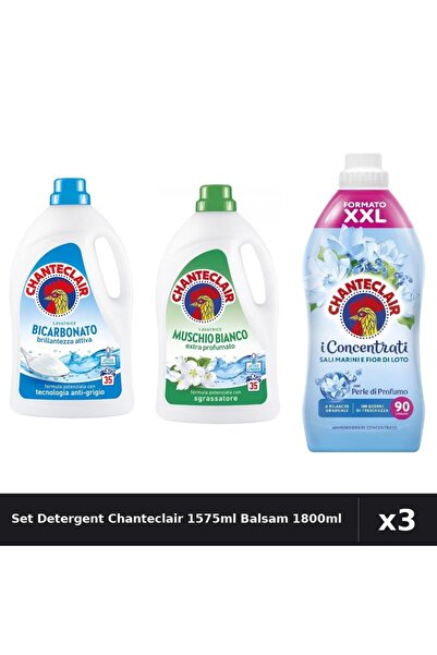 Chanteclair Set 3 Detergent Lichid Rufe 1575ml + Balsam 1800ml - Bicarbonat, ...