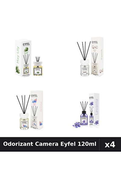 Eyfel Set 4 Odorizante Camera cu Betisoare 120ml - Lacramioare, Bumbac, Orhid...