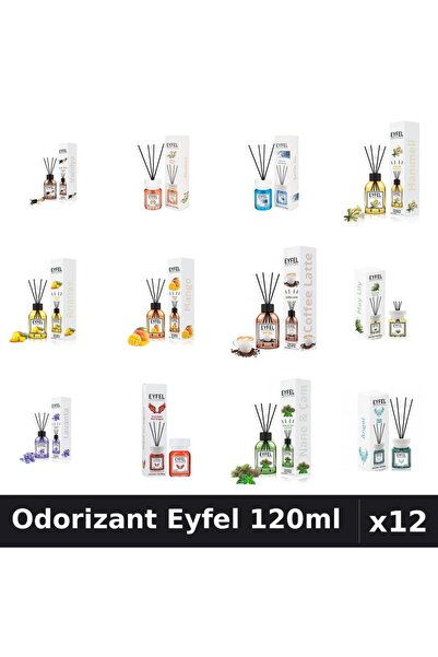 Eyfel Set 12 Odorizante Camera cu Betisoare - 12 Arome Asortate, 120ml