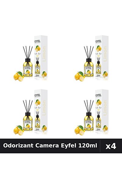 Eyfel Set 4 Odorizant Camera cu Betisoare - Aroma Lamaie, Parfum Intens 120ml