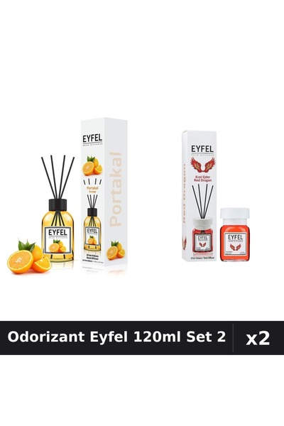 Eyfel Set 2 Odorizante Camera cu Betisoare 120ml - Portocala, Red Dragon - Pa...