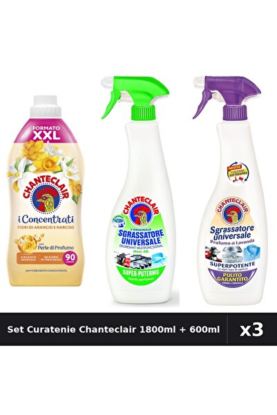 Chanteclair Set 3 Curatenie - Balsam Rufe 1800ml + 2x Degresant 600ml - Flori...