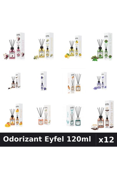 Eyfel Top Bottom Set of 12 Room Air Fresheners with Sticks - 12 Assorted Frag...