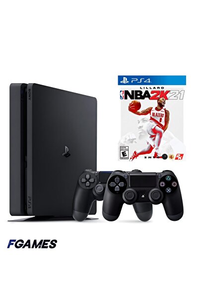 Sony Consola Playstation 4 Ps4 Slim 500gb + Două Controlere + Nba 2k21 PlaySt...