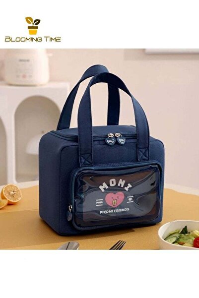 BLOOMING TIME Lunch Bag Tote Large Capacity Insulated Carrier Cartoon Design